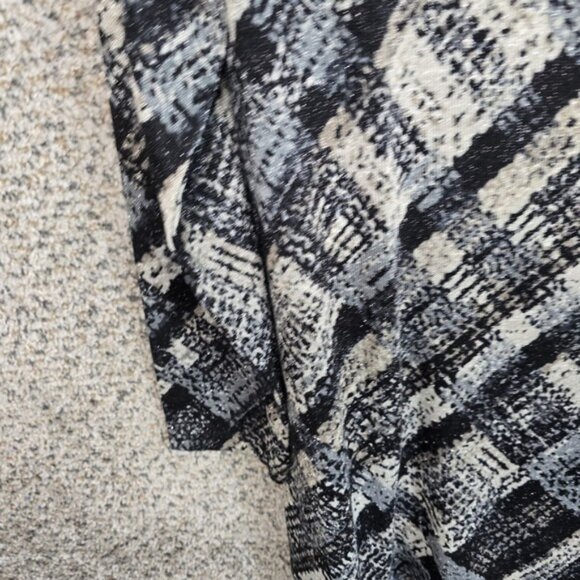 Susan Graver Top Womens Plus 1X Black Silver Scoop Neck Knit Tunic Metallic - Picture 3 of 7